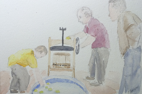 The Cider Press watercolor 5x7