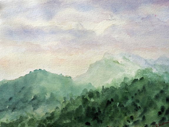 Springs First Kiss, 9x12 Watercolor, $80, Matted and ready to Frame