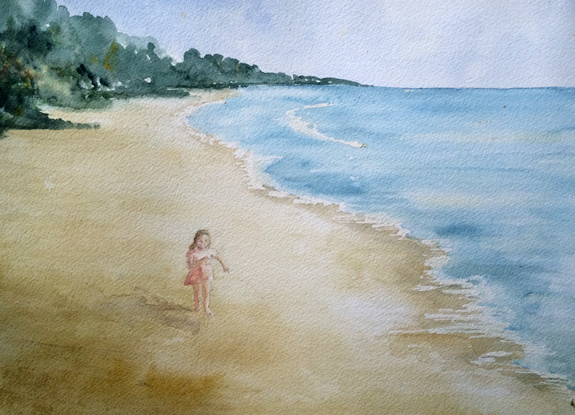 Wave Runner, Watercolor 12x16, Matted to 16x20